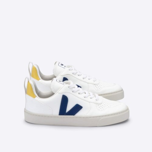 Veja V-10 CWL Kids Trainers White/Blue UK 76597